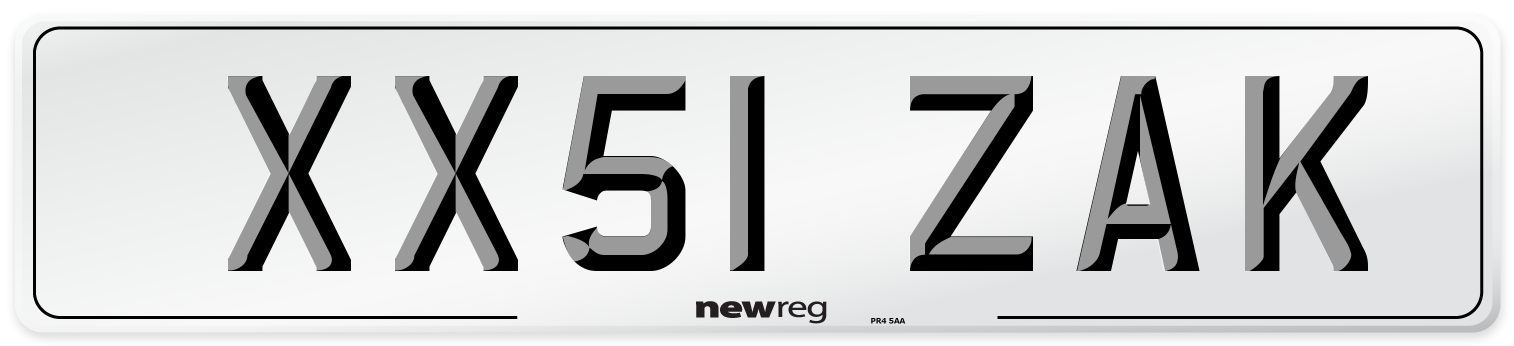 XX51 ZAK Number Plate from New Reg